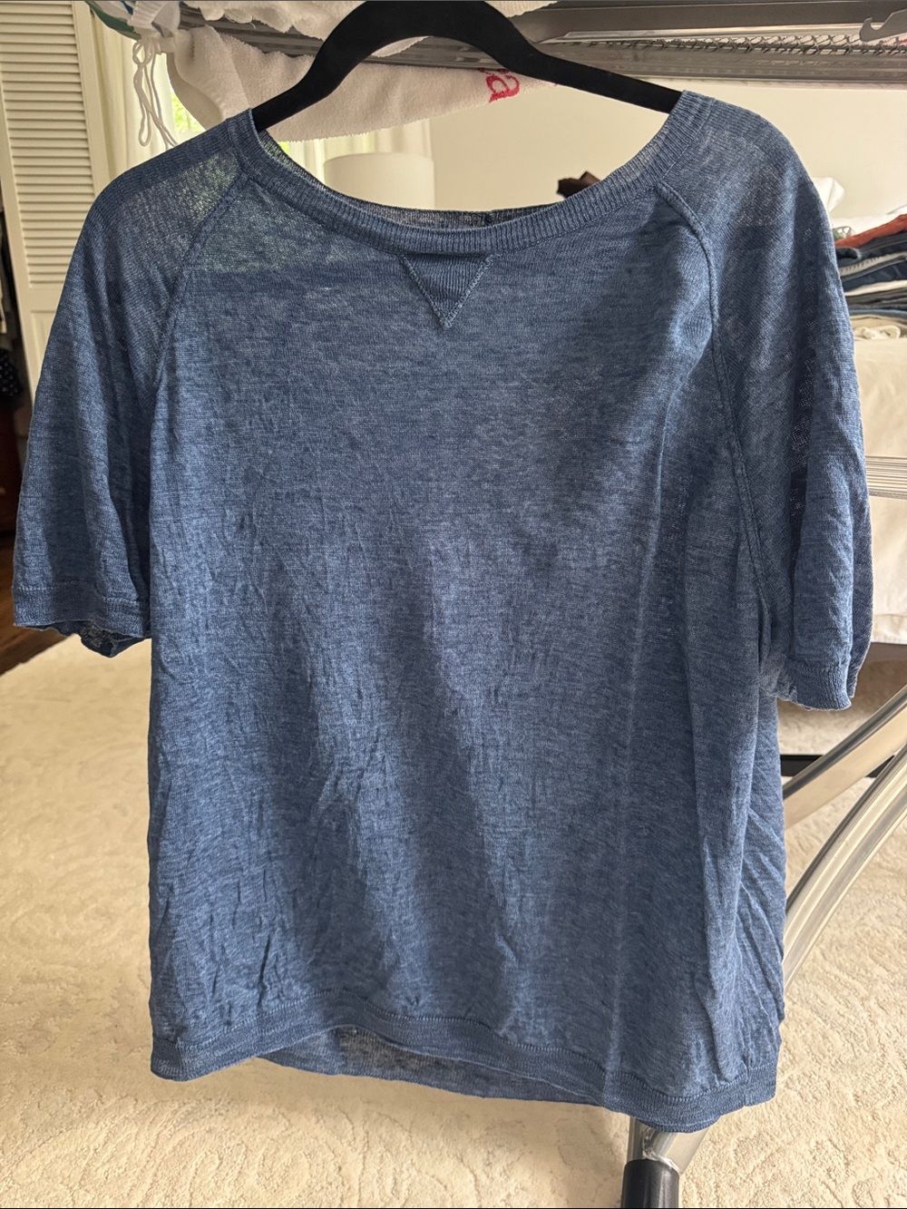 Eleventy Indigo Short-Sleeve Lightweight Pullover